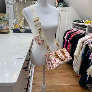 Louis Vuitton Pink and White Crossbody Bag
